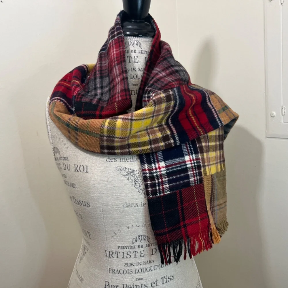UNIQUE Vintage American Eagle plaid double side scarf-perfect giftstoft and cosy